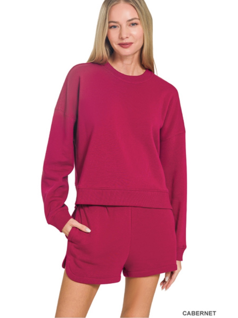 Cabernet ZENANA FLEECE LONG SLEEVE
SWEATSHIRTS & SHORTS SET